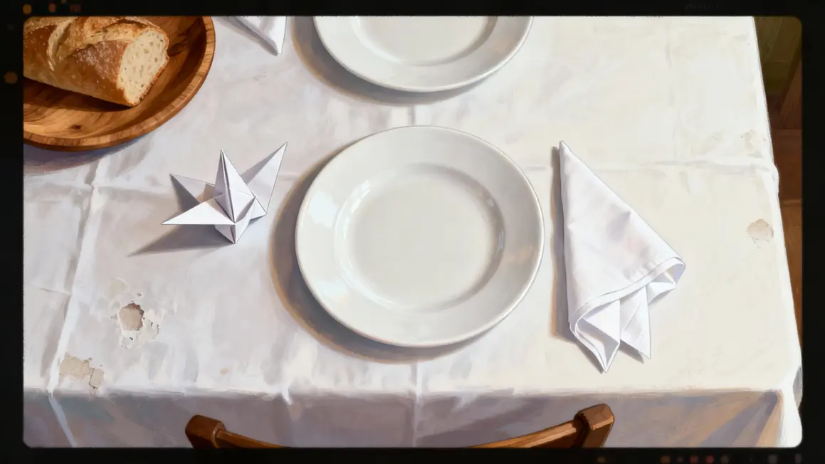 Art de la table a la francaise nappe blanche assiettes serviette pliee