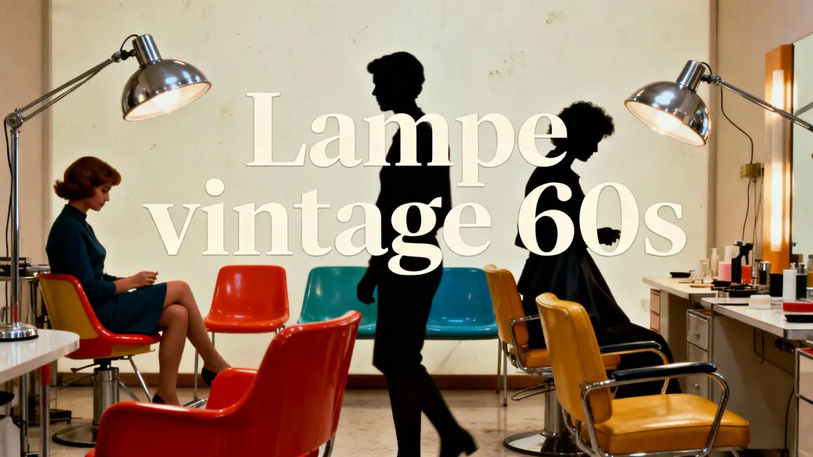 Scène ambiance salon rétro années 60 avec lampe vintage 60s