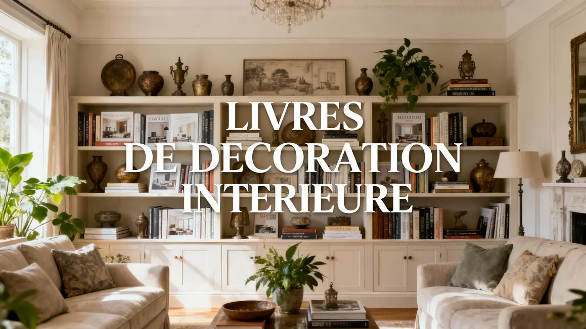 Photo livres de decoration interieure sur etagere salon lumineux