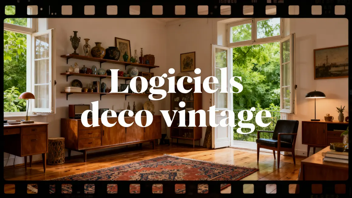 Vue lumineuse deco vintage avec meubles anciens et modernes