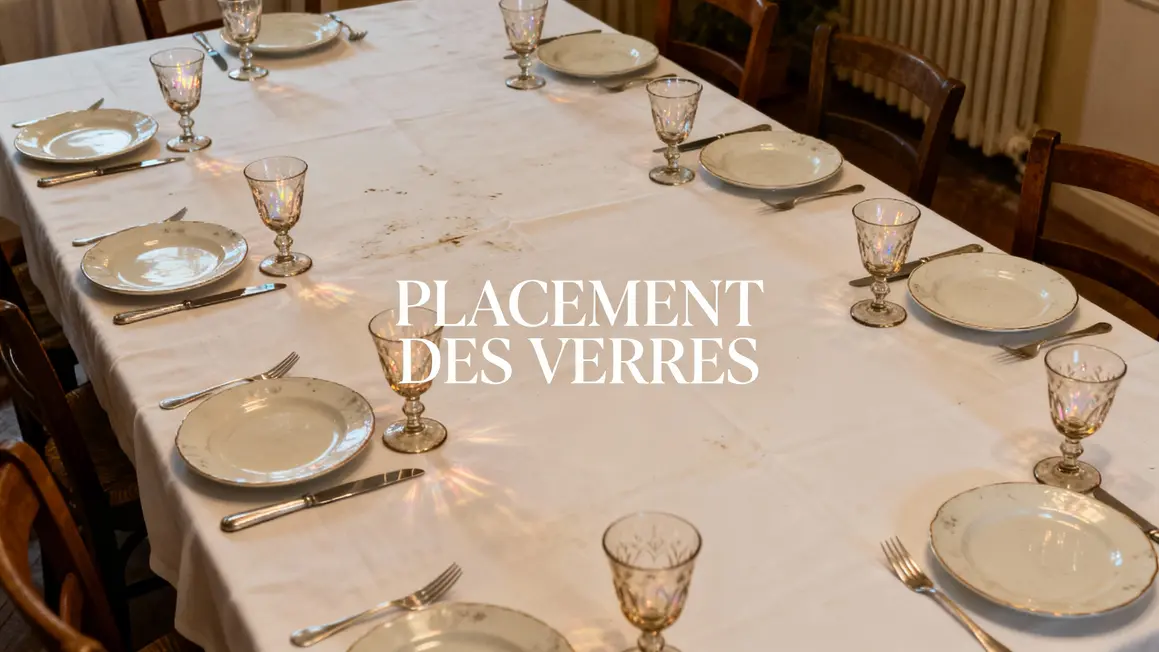 table élégante placement des verres cristal vintage