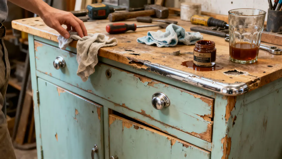 Restaurer buffet vintage années 50 atelier avant après