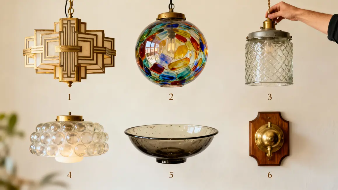 Six designs plafonnier en verre vintage catalogue décoratif