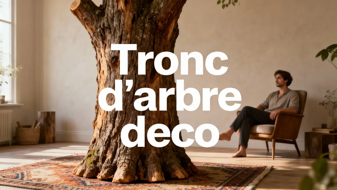 Tronc d'arbre déco pièce centrale salon chaleureux