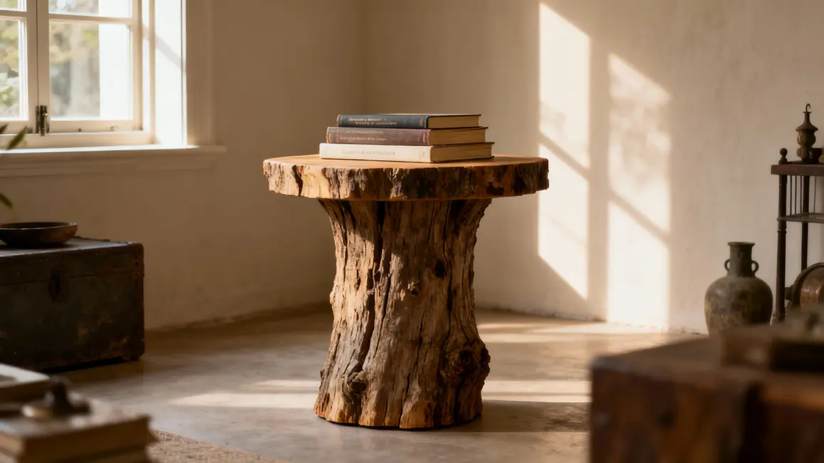 Tronc d'arbre déco petite table épurée