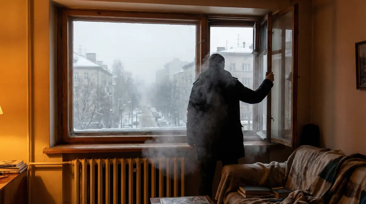 Ouvrir fenêtre matin hiver en ville air sain