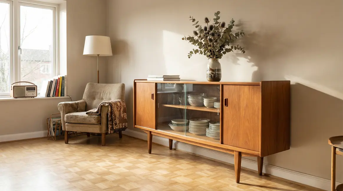 Buffet vintage annees 50 salon lumineux