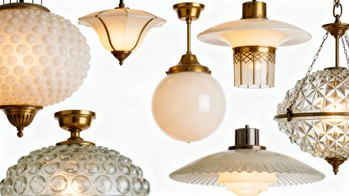 plafonniers en verre vintage art déco mid-century space age