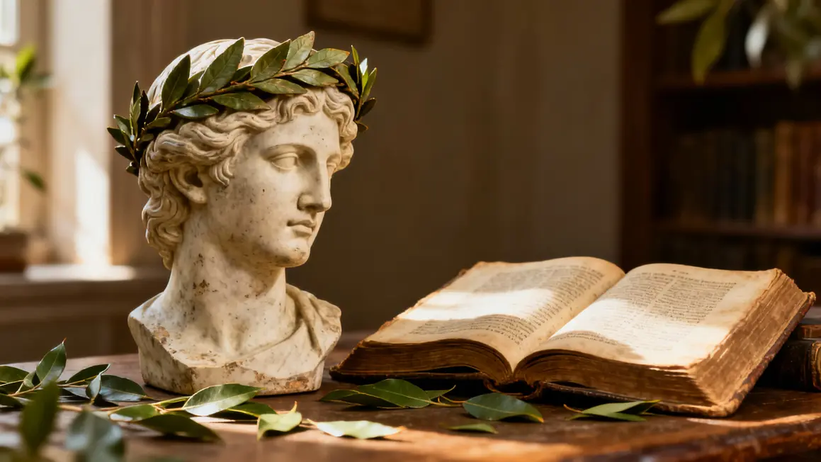 couronne de laurier sculpture antique livre ancien