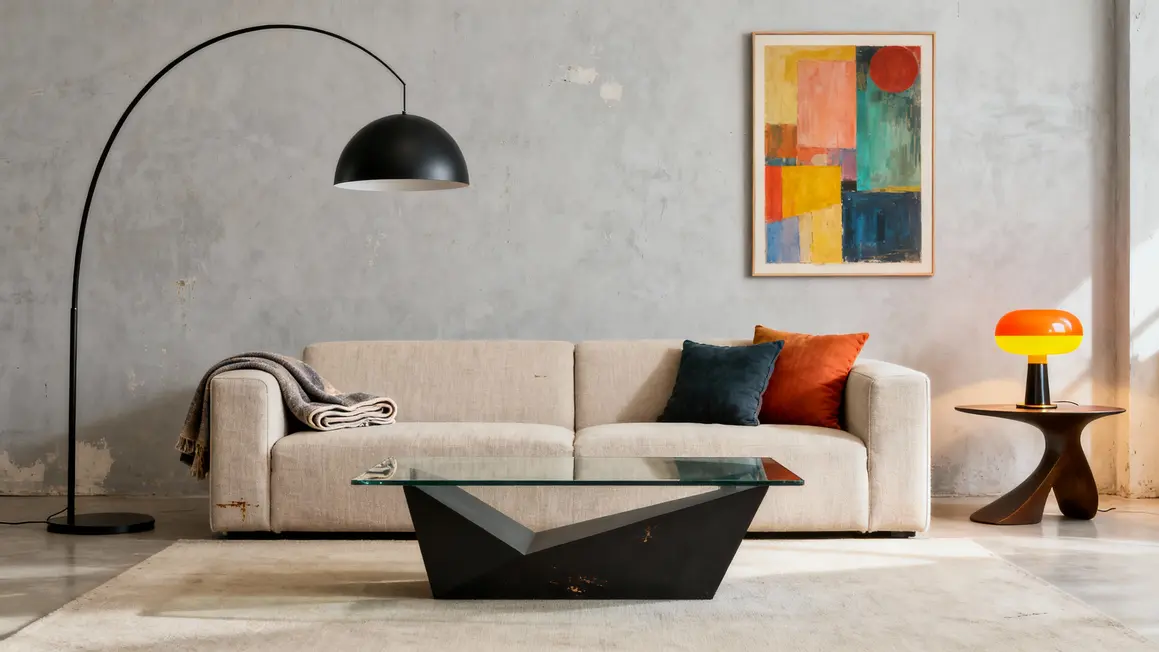 Intérieur moderne avec lampes vintage années 60 colorées