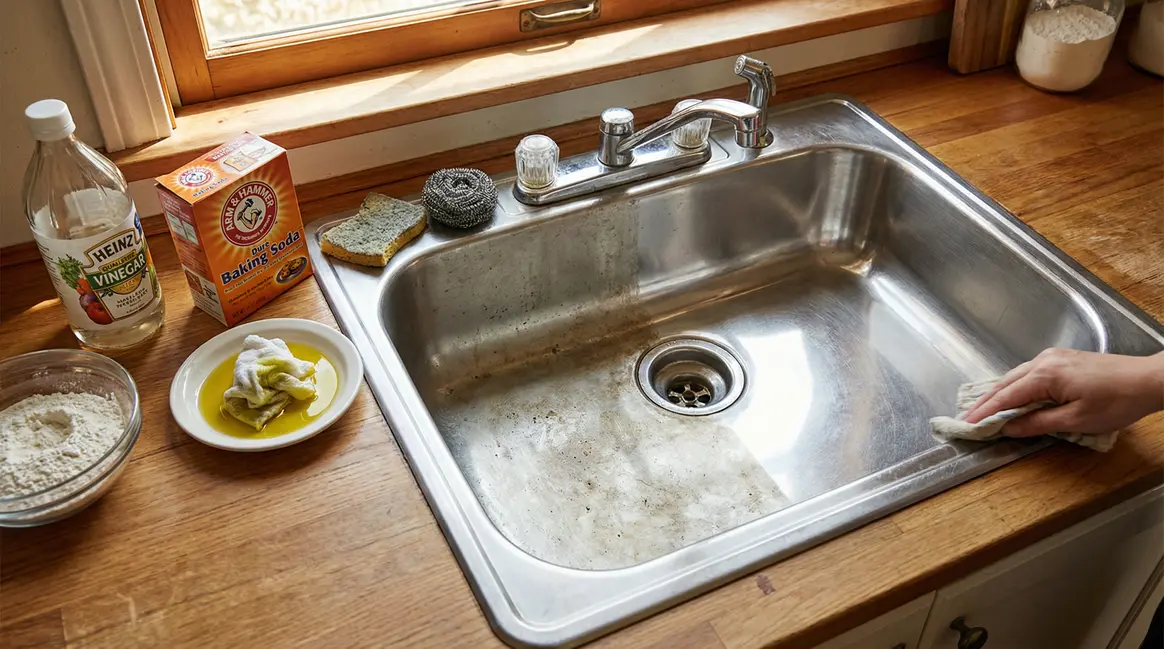 evier inox terne devenu brillant avec astuces maison