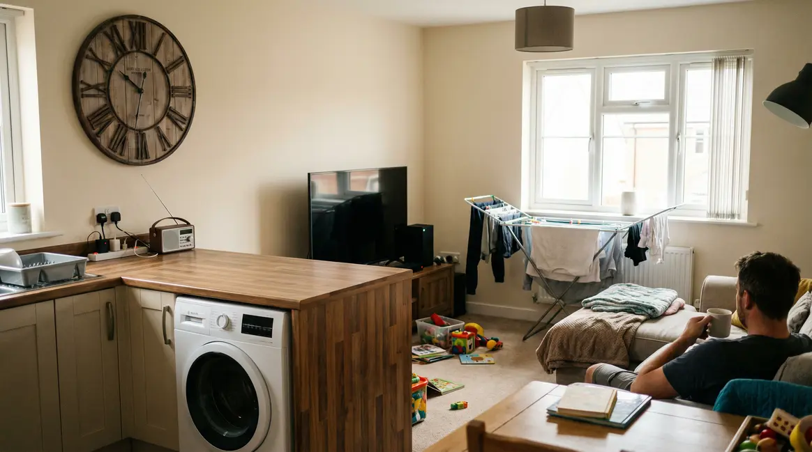 pièce de vie avec lave-linge en heures creuses