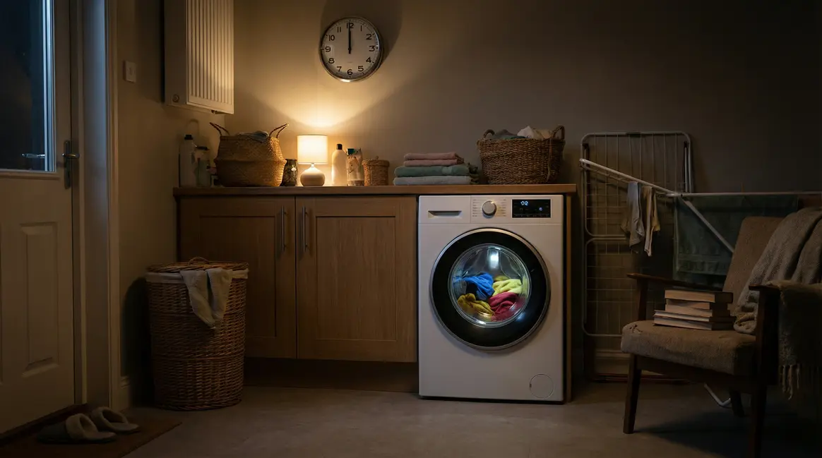 Machine à laver moderne economie energie buanderie nuit