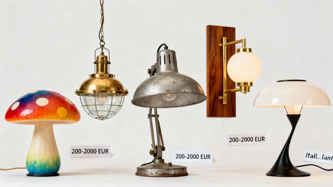 Alignement cinq lampes vintage prix 200-2000 euros