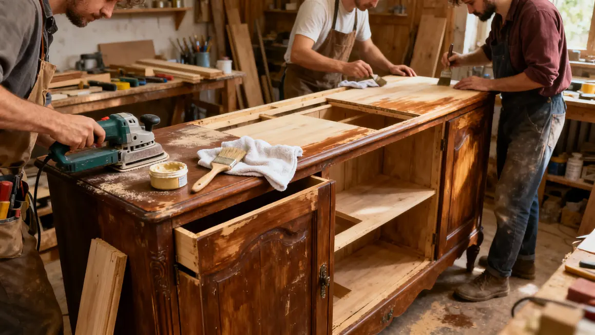 Restaurer buffet vintage annees 50 atelier