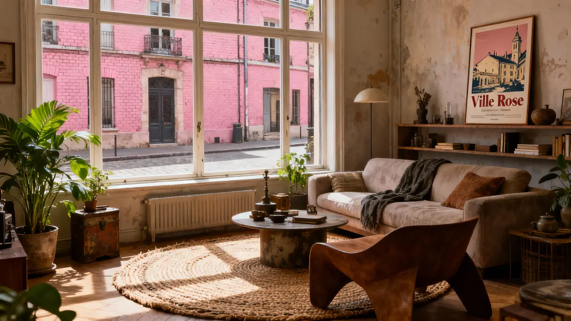 Salon déco design et vintage fenêtre sur Toulouse