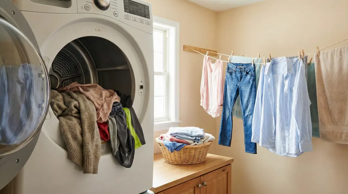 Sèche linge vêtements abimés laine soie synthétique corde