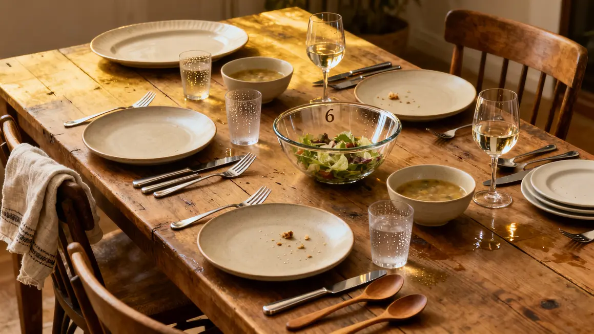 Service complet pour 6 avec assiettes, bols, verres, couverts vintage