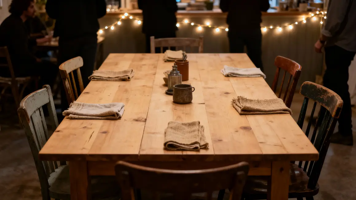 Table ikea en bois clair et deco minimaliste retro