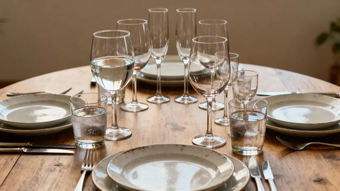 verres en arc table vintage française