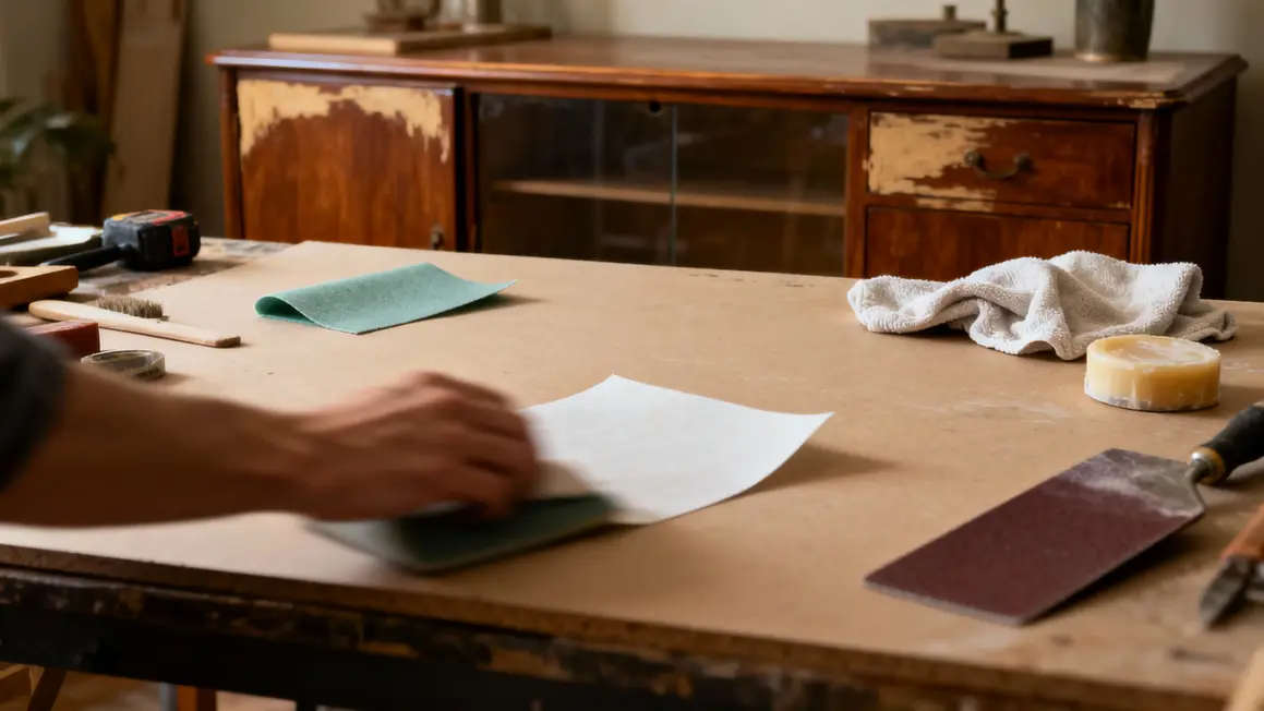 Buffet vintage années 50 restauration outils méthode