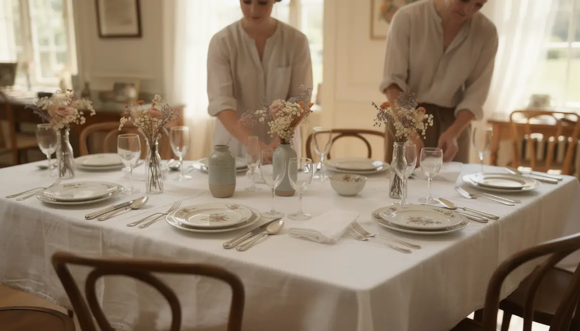 table dressée à la française authenticité vintage