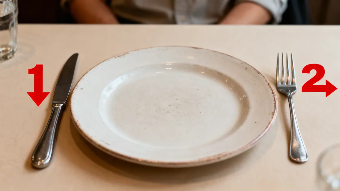 Erreur couteau à gauche, bonne place à droite